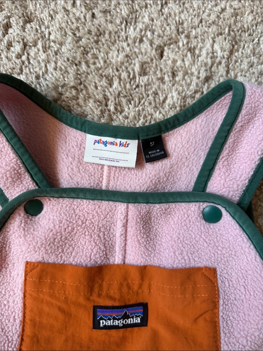 Patagonia Pink Fleece Overalls - 5T